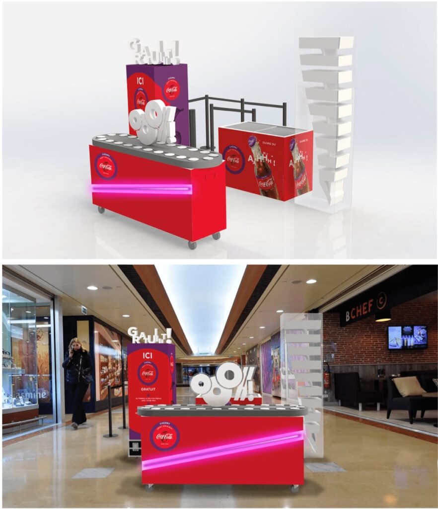 Plan 3D et rendu visuel du roadshow cocacola